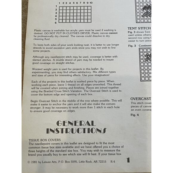 Leisure Arts Tissue Box Covers For Plastic Canvas 199 Pattern Book Instructions - Picture 3 of 3
